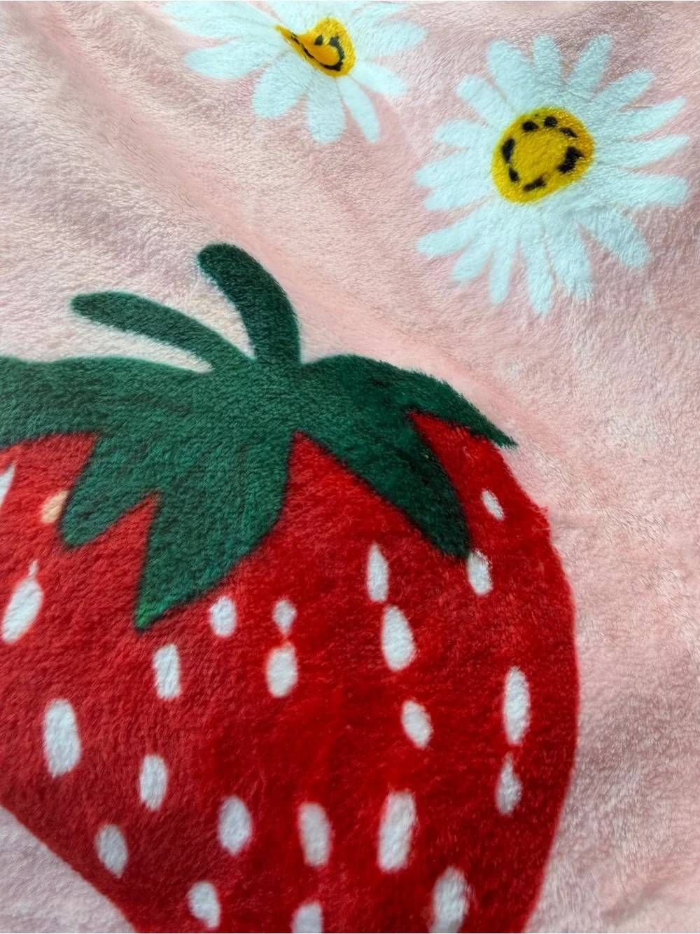 Pink Strawberry & Daisy Throw Blanket